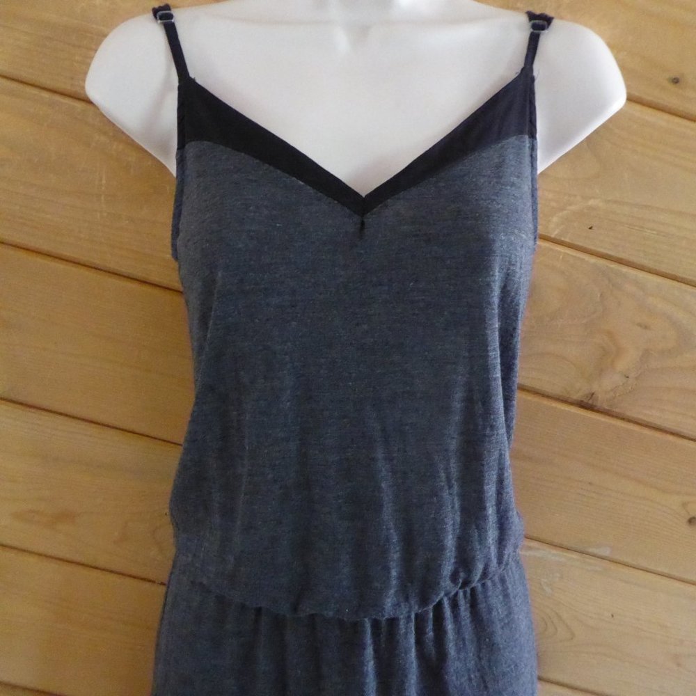 Splendid Gray Elastic Waist Jersey Sundress Lined Cami Knee Length Dress Stretch - Picture 2 of 8